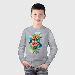 Лонгслив хлопковый детский Весенний цветок, цвет: меланж — фото 2