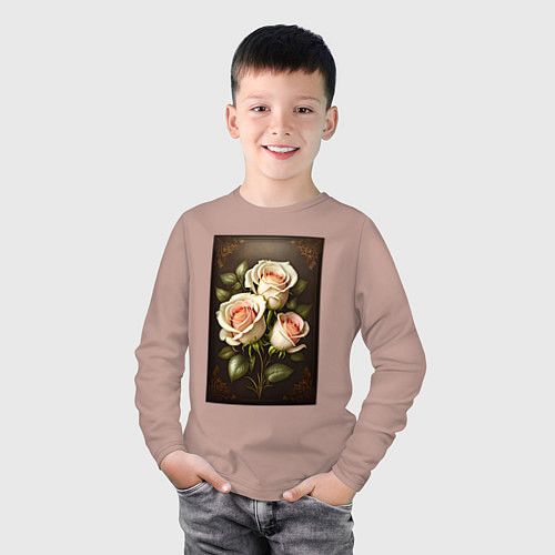 Детский лонгслив Белые розы / Пыльно-розовый – фото 3