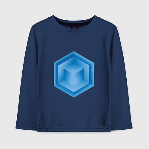 Детский лонгслив Многоугольник с кубом внутри / Тёмно-синий – фото 1