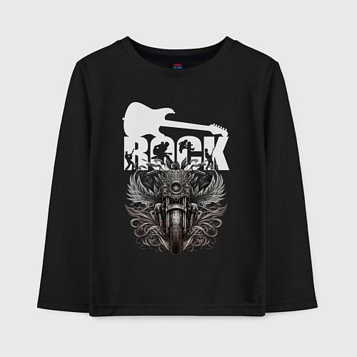 Детский лонгслив Rocknroll жив / Черный – фото 1