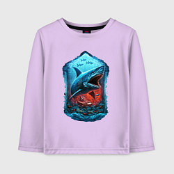 Лонгслив хлопковый детский Огромная акула Мегалодон, цвет: лаванда