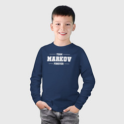 Лонгслив хлопковый детский Team Markov forever - фамилия на латинице, цвет: тёмно-синий — фото 2