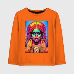 Лонгслив хлопковый детский Индеец в стиле поп-арт, цвет: оранжевый