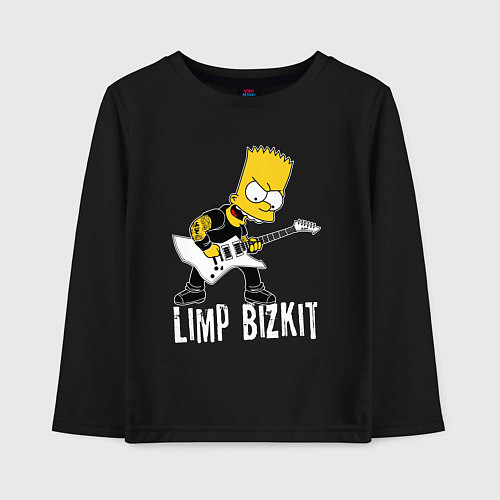 Детский лонгслив Limp Bizkit Барт Симпсон рокер / Черный – фото 1