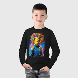 Лонгслив хлопковый детский Барт Симпсон в скафандре - нейросеть - фантазия, цвет: черный — фото 2