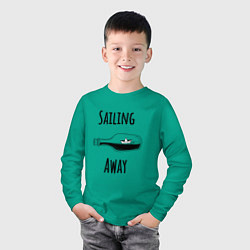 Лонгслив хлопковый детский Sailing away, цвет: зеленый — фото 2