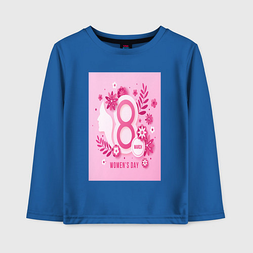 Детский лонгслив Женский день концепция / Синий – фото 1