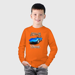 Лонгслив хлопковый детский Классический американский маслкар, цвет: оранжевый — фото 2