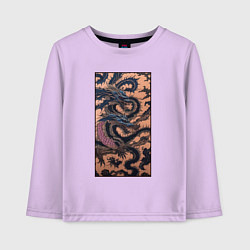 Лонгслив хлопковый детский Irezumi - японские драконы змеи, цвет: лаванда