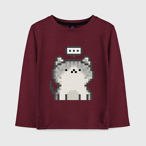 Детский лонгслив Pixel Cat V1 / Меланж-бордовый – фото 1