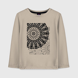 Лонгслив хлопковый детский Техно мандала, цвет: миндальный