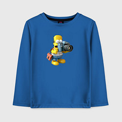 Лонгслив хлопковый детский Гомер фотограф, цвет: синий