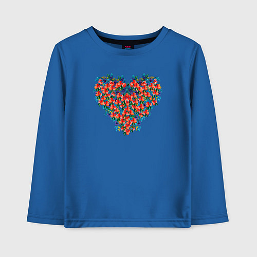 Детский лонгслив Сердце с полевыми цветами / Синий – фото 1