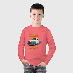 Лонгслив хлопковый детский Ретро пикап Chevrolet Thriftmaster, цвет: коралловый — фото 2