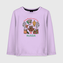 Лонгслив хлопковый детский From Russia with love inscription, цвет: лаванда