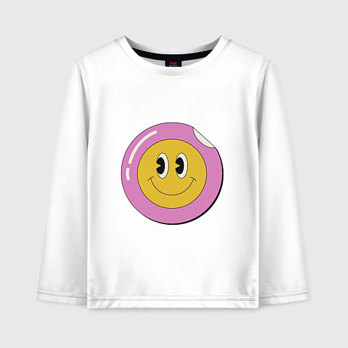 Детский лонгслив Счастливый смайлик в стиле retro / Белый – фото 1