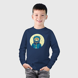 Лонгслив хлопковый детский Ретро обезьяна, цвет: тёмно-синий — фото 2