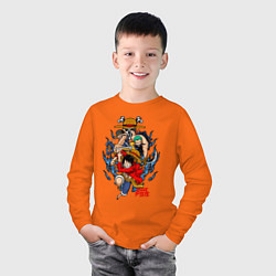 Лонгслив хлопковый детский One Piece run, цвет: оранжевый — фото 2