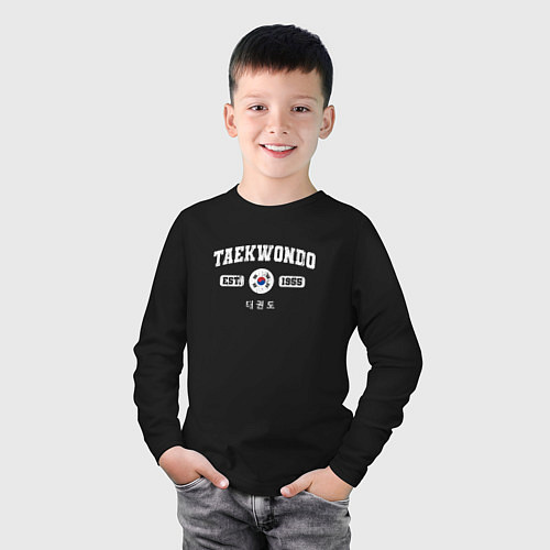 Детский лонгслив Тхэквондо varsity style / Черный – фото 3