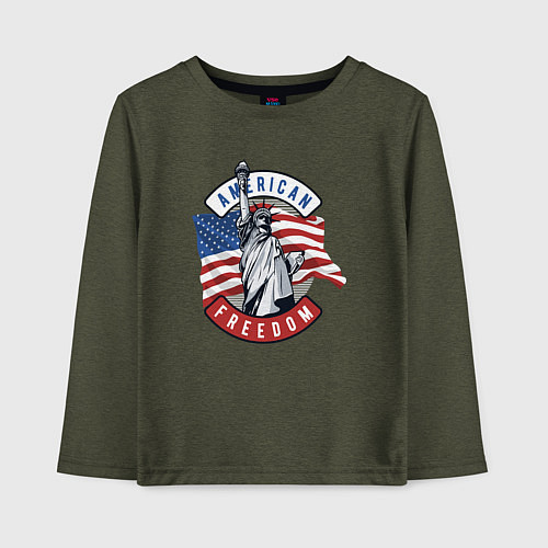 Детский лонгслив American freedom / Меланж-хаки – фото 1