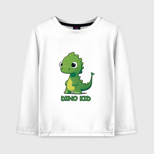 Детский лонгслив Pixel dino kid - динозаврик / Белый – фото 1
