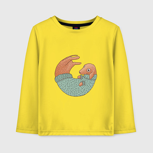 Детский лонгслив Рыжая такса в свитере / Желтый – фото 1