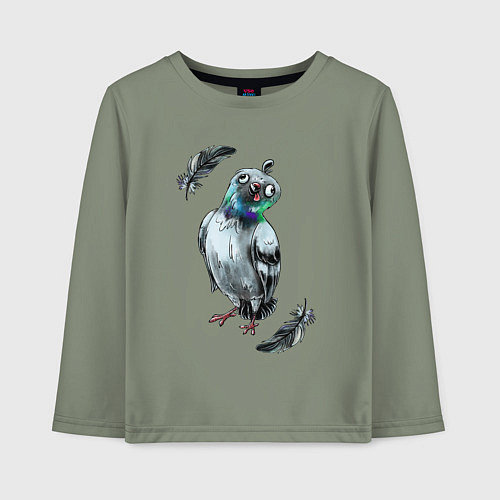 Детский лонгслив Чокнутый голубь / Авокадо – фото 1