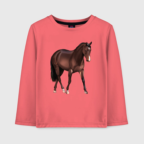 Детский лонгслив Австралийская пастушья лошадь / Коралловый – фото 1