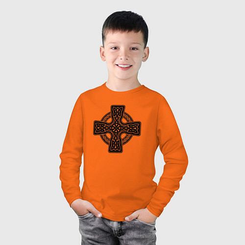Детский лонгслив Кельтский крест / Оранжевый – фото 3