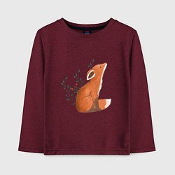 Лонгслив хлопковый детский Лисица и листики, цвет: меланж-бордовый