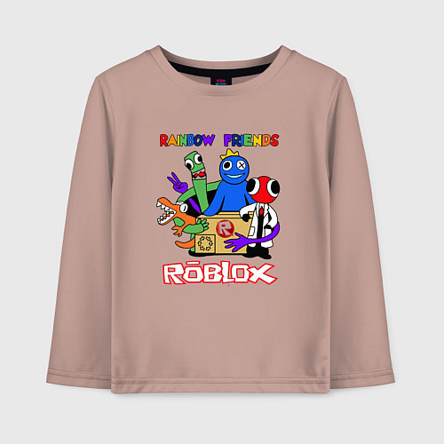 Детский лонгслив Радужные друзья - монстры Роблокс / Пыльно-розовый – фото 1