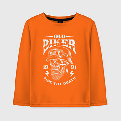 Лонгслив хлопковый детский Старый байкер, цвет: оранжевый
