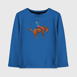 Лонгслив хлопковый детский Наездник и конь вместе, цвет: синий