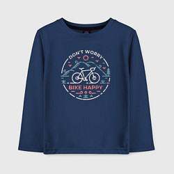 Лонгслив хлопковый детский Dont worry bike happy, цвет: тёмно-синий