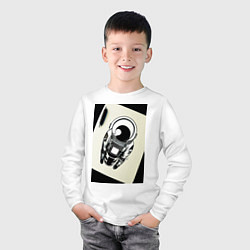 Лонгслив хлопковый детский Нарисованный астронавт, цвет: белый — фото 2