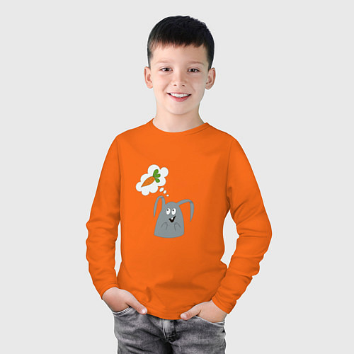 Детский лонгслив Зайка мечтает о морковке / Оранжевый – фото 3