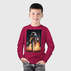 Лонгслив хлопковый детский Брутальный астронавт, цвет: маджента — фото 2