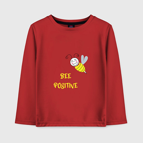 Детский лонгслив Позитивная пчела / Красный – фото 1