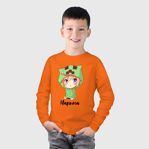 Детский лонгслив Мариша - Майнкрафт / Оранжевый – фото 3