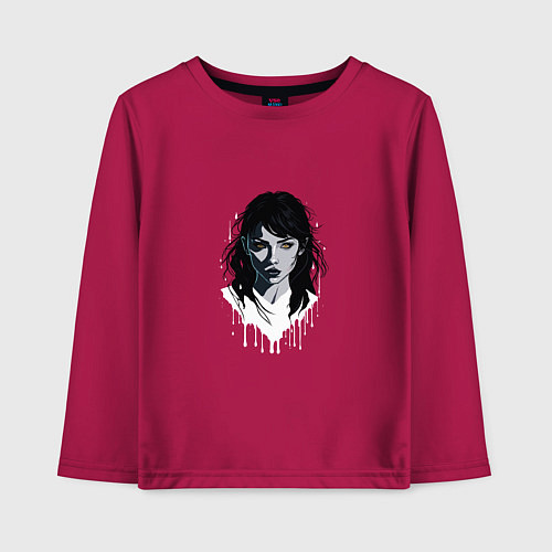 Детский лонгслив Splashart девушка абстракция / Маджента – фото 1