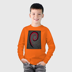 Лонгслив хлопковый детский Debian Linux cubed, цвет: оранжевый — фото 2