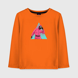 Лонгслив хлопковый детский Игра в кальмара охранник в маске Треугольник, цвет: оранжевый
