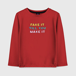 Лонгслив хлопковый детский Fake it till you make it, цвет: красный