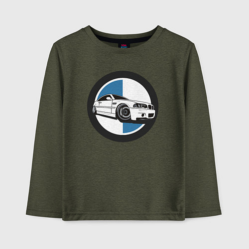 Детский лонгслив BMW style / Меланж-хаки – фото 1