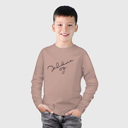 Лонгслив хлопковый детский Джон Леннон - автограф, цвет: пыльно-розовый — фото 2