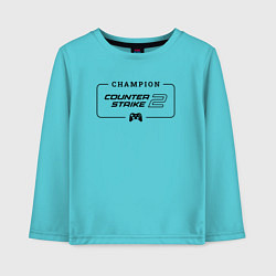 Лонгслив хлопковый детский Counter-Strike 2 gaming champion: рамка с лого и д, цвет: бирюзовый