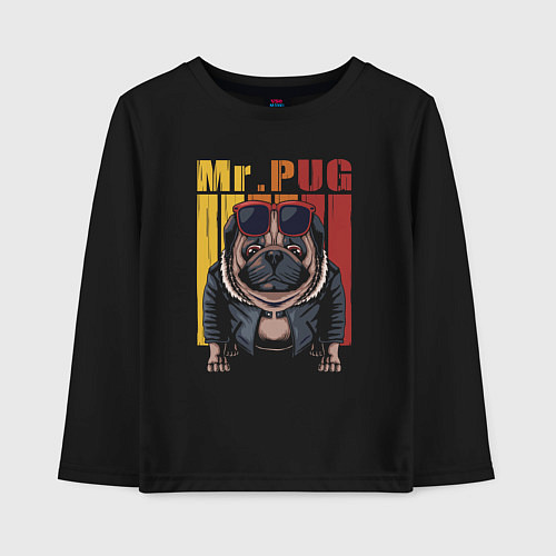 Детский лонгслив Mr pug / Черный – фото 1
