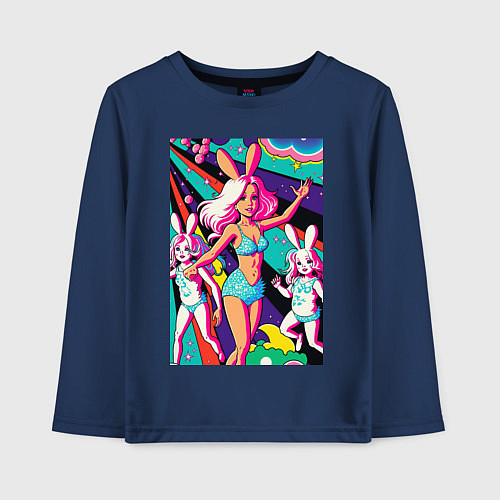 Детский лонгслив Dancing funny girl / Тёмно-синий – фото 1