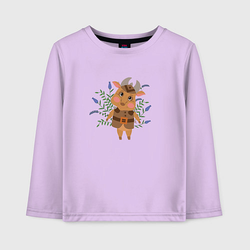 Детский лонгслив Кабанчик / Лаванда – фото 1