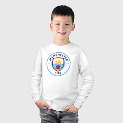 Лонгслив хлопковый детский Manchester City FC, цвет: белый — фото 2